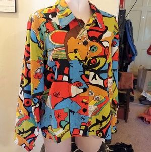 Multi-colored Pop Art Light Jacket Button Down